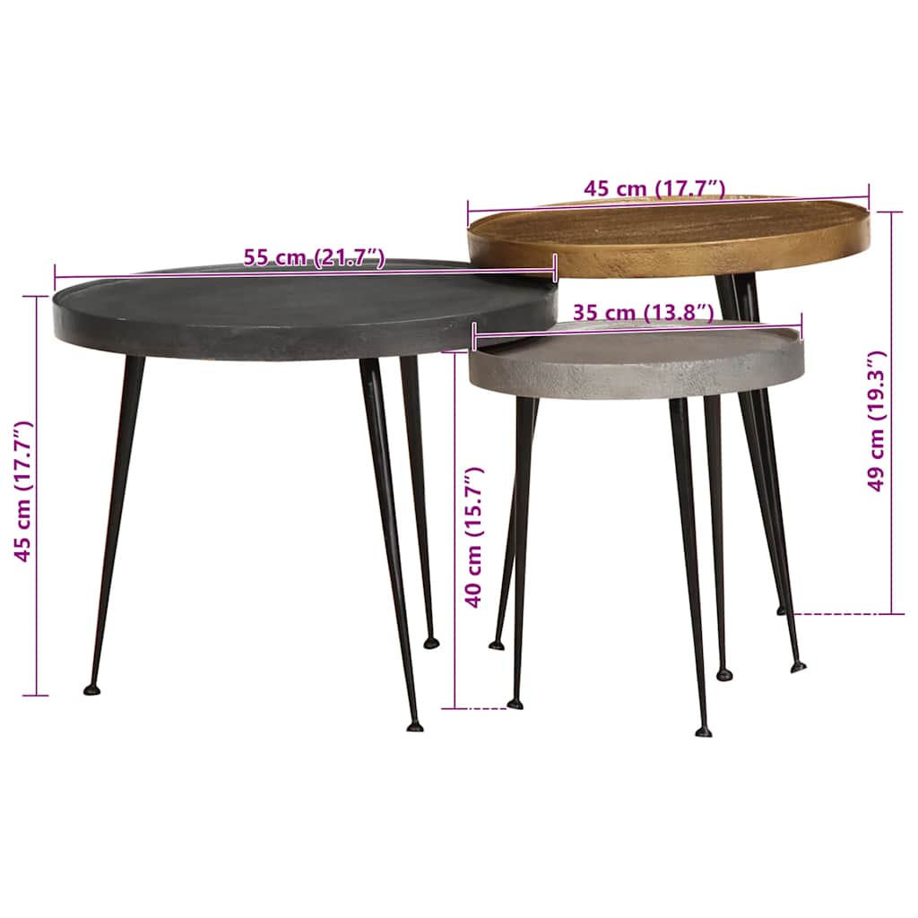 Coffee Table 3 pcs Multicolour Engineered Wood