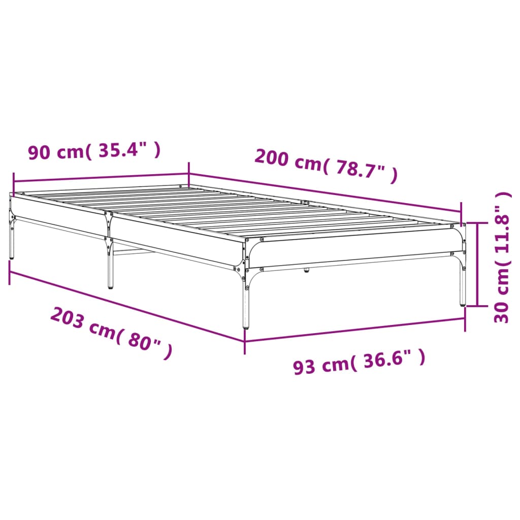 Bed Frame without Mattress Sonoma Oak 90x200 cm