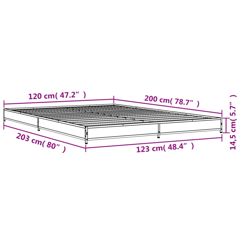 Bed Frame without Mattress Sonoma Oak 120x200 cm