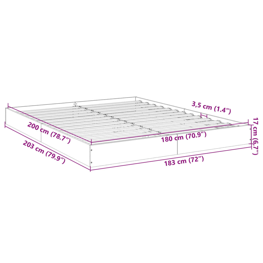 Bed Frame without Mattress Smoked Oak 180x200 cm Super King Engineered Wood