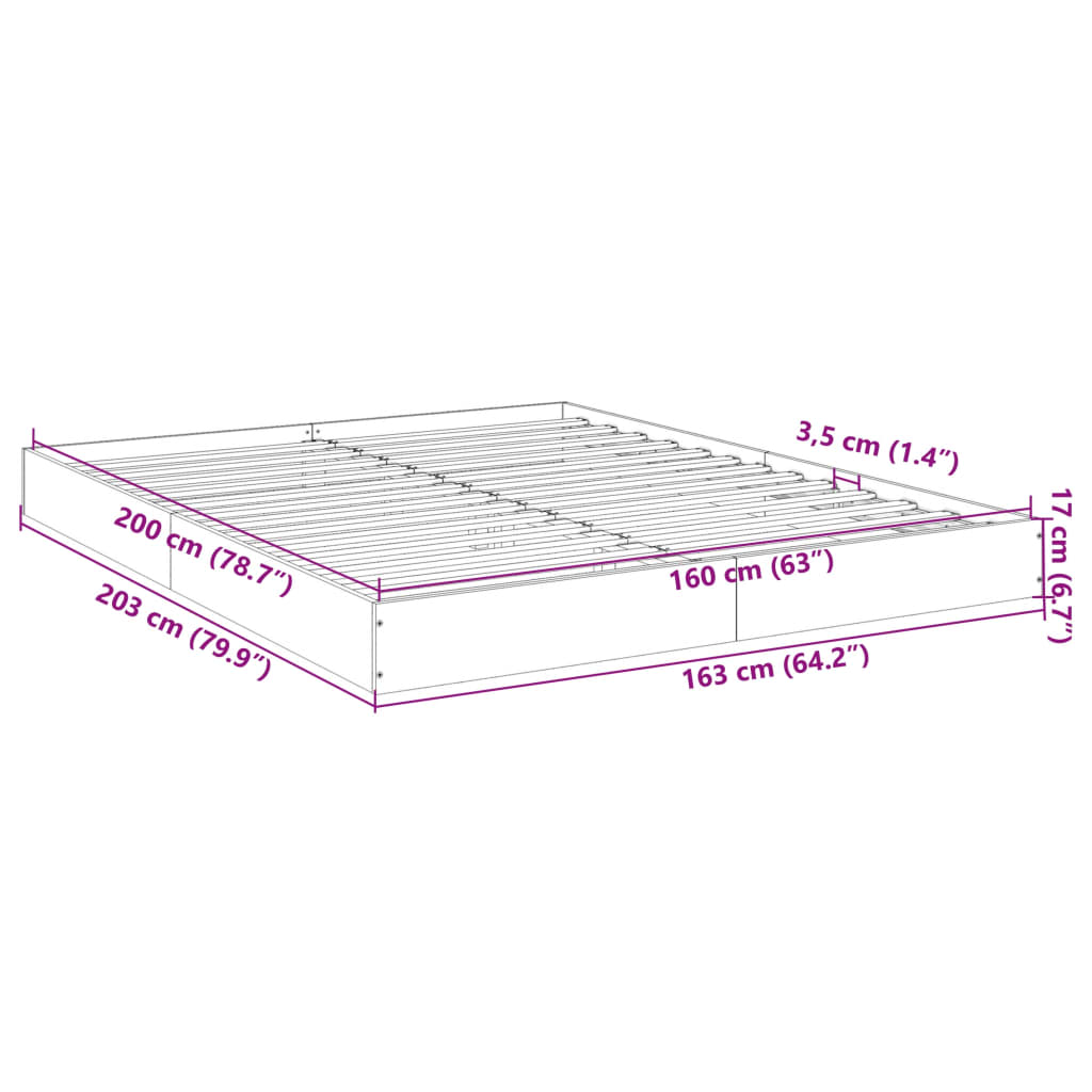 Bed Frame without Mattress Concrete Grey 160x200 cm