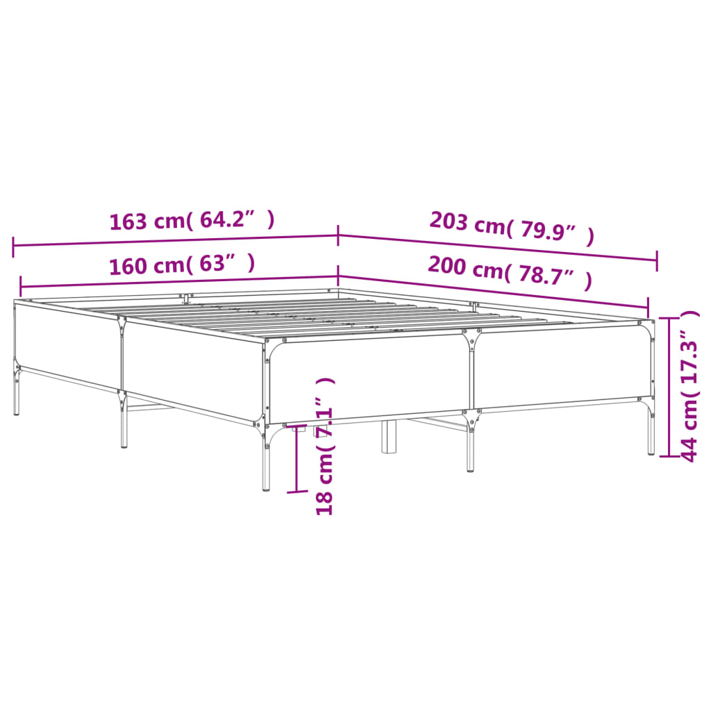 Bed Frame without Mattress Smoked Oak 160x200 cm