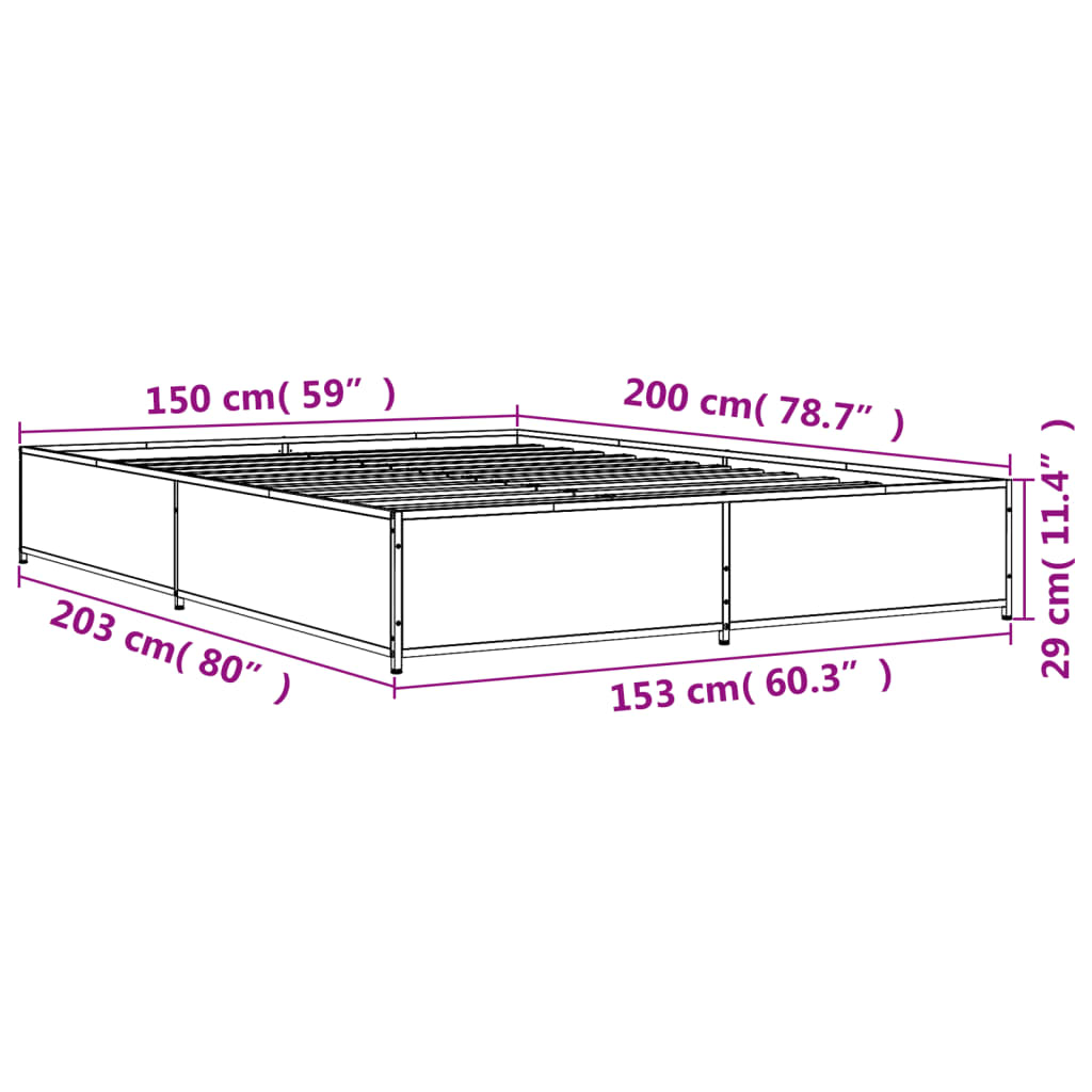Bed Frame without Mattress Smoked Oak 150x200 cm King Size