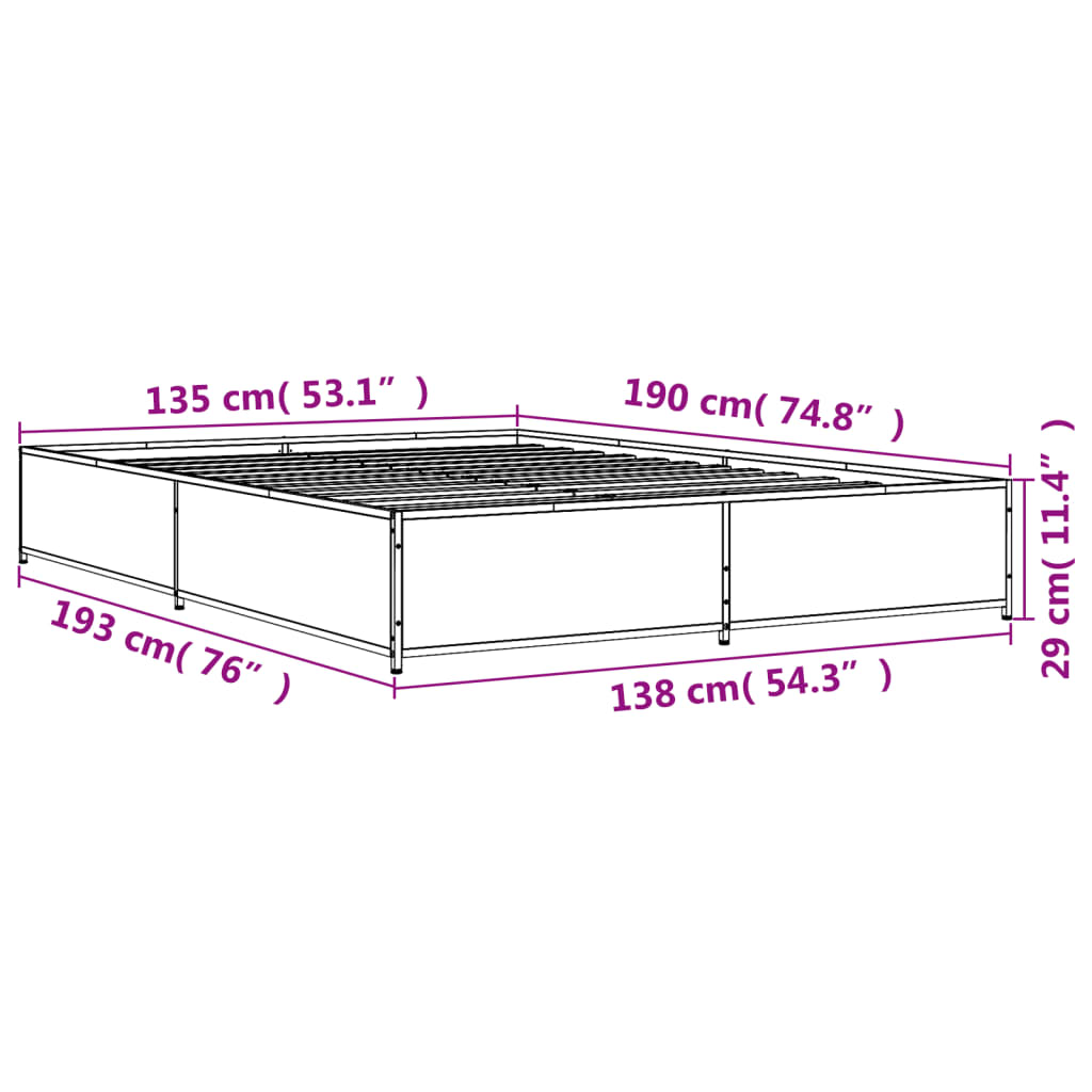 Bed Frame without Mattress Black 135x190 cm Double
