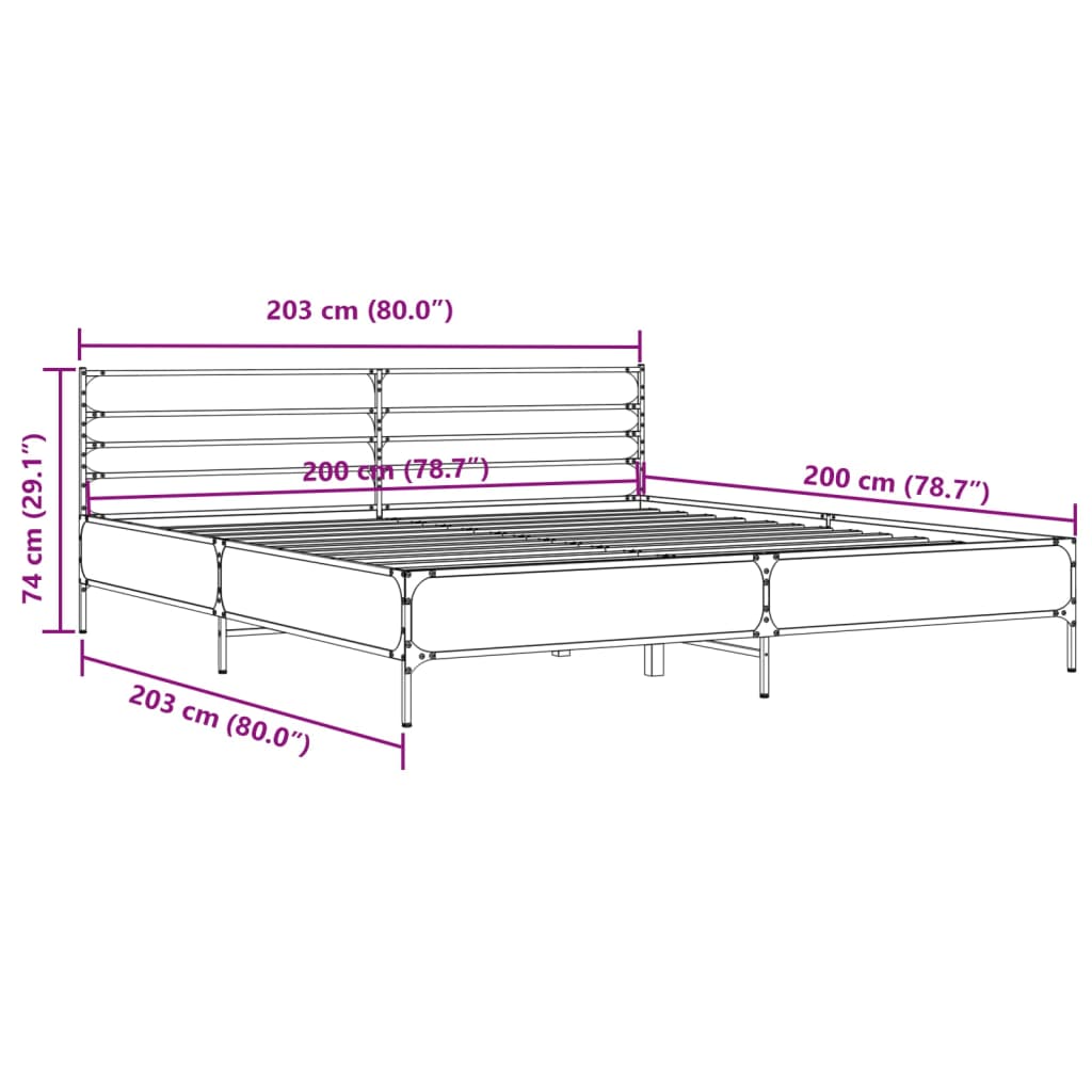 Modern Wooden & Metal Emperor Size 2m Bed Frame Base With Headboard