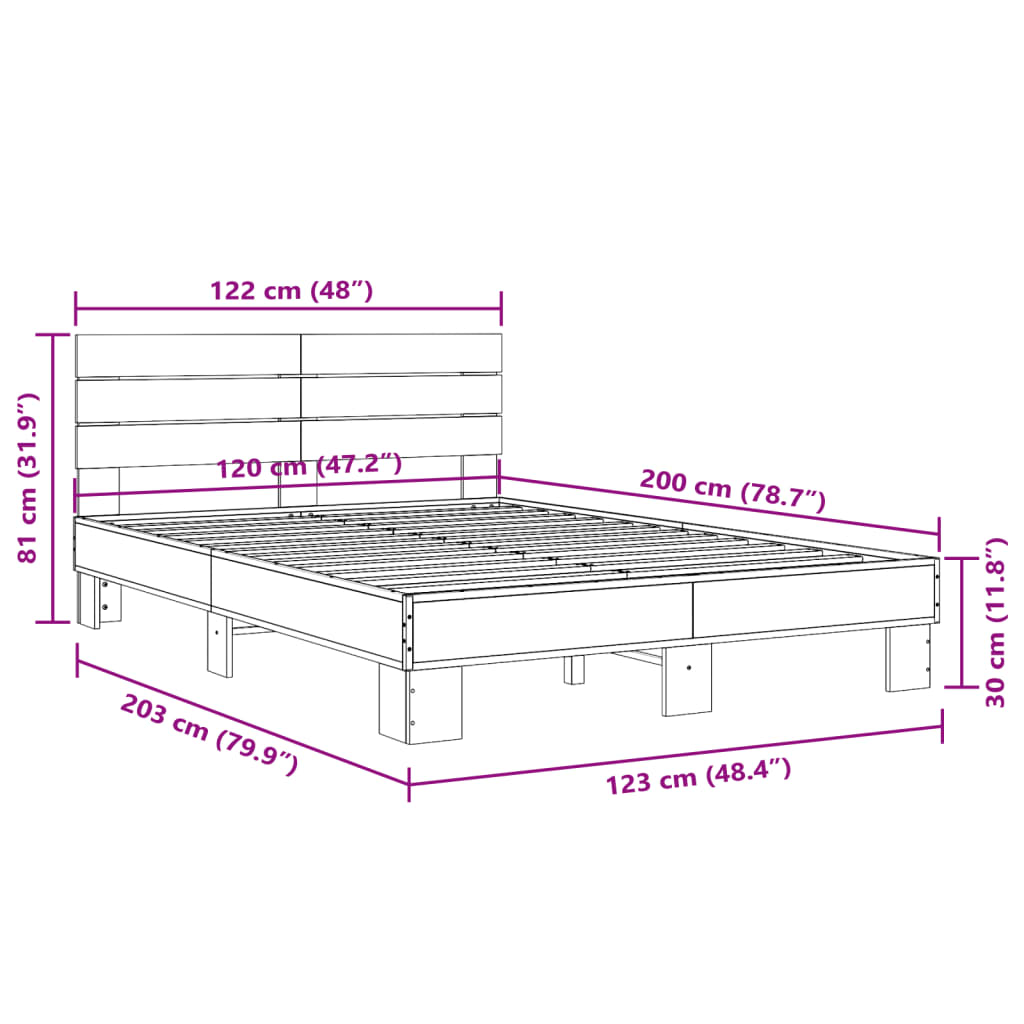Bed Frame without Mattress Sonoma Oak 120x200 cm