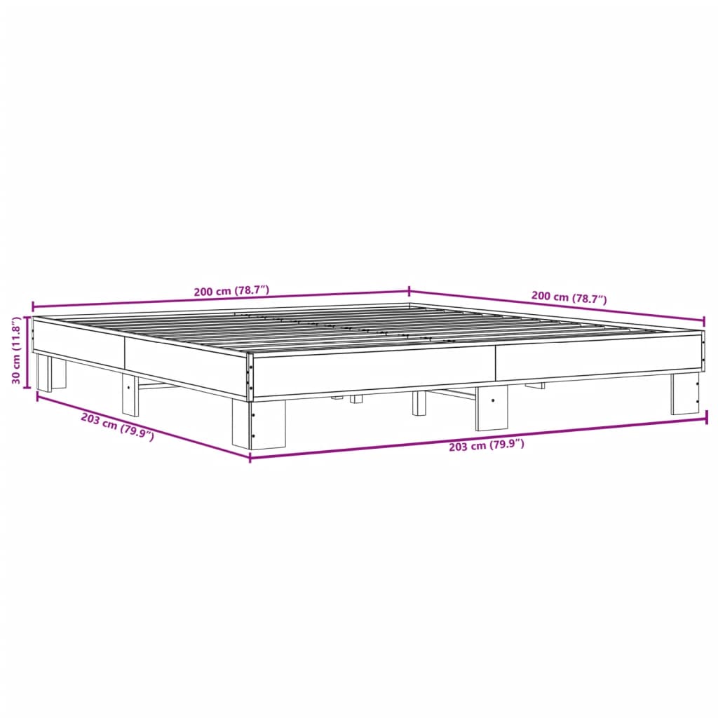 Bed Frame without Mattress Smoked Oak 200x200 cm