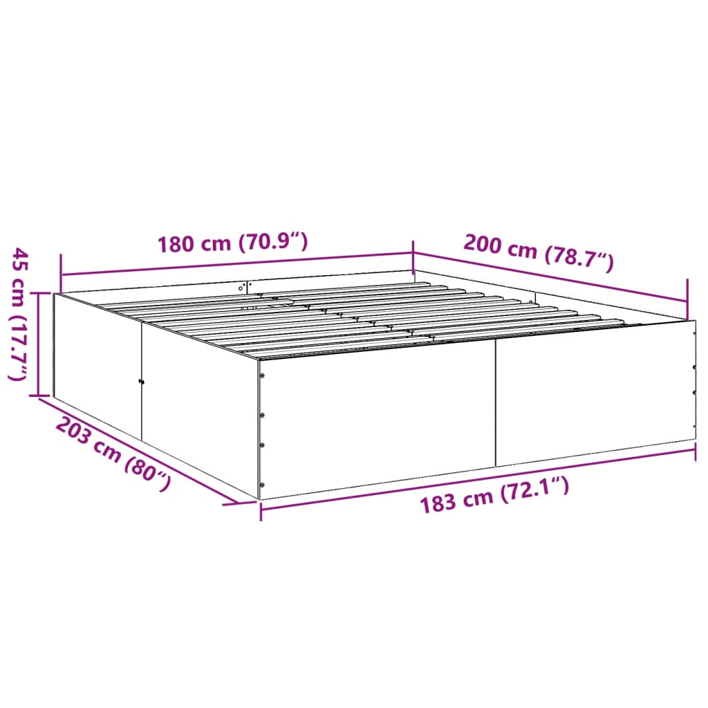 Bed Frame without Mattress White 180x200 cm Super King