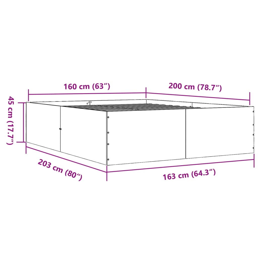 Bed Frame without Mattress Black 160x200 cm