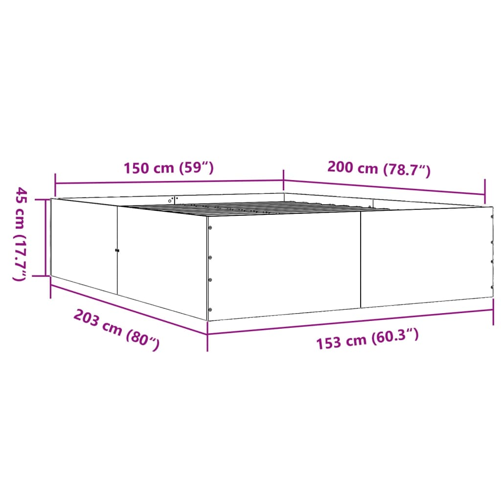 Bed Frame without Mattress White 150x200 cm King Size