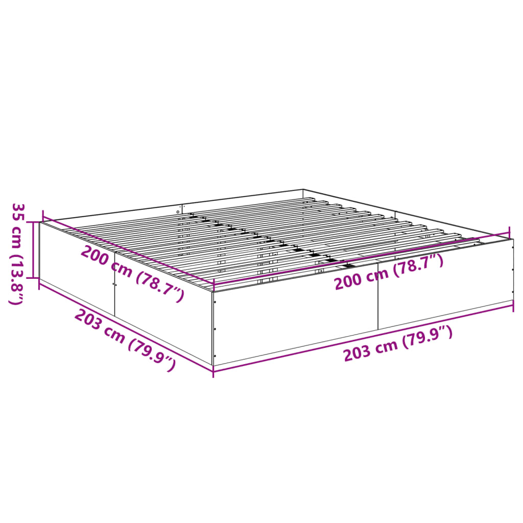 Bed Frame without Mattress Black 200x200 cm
