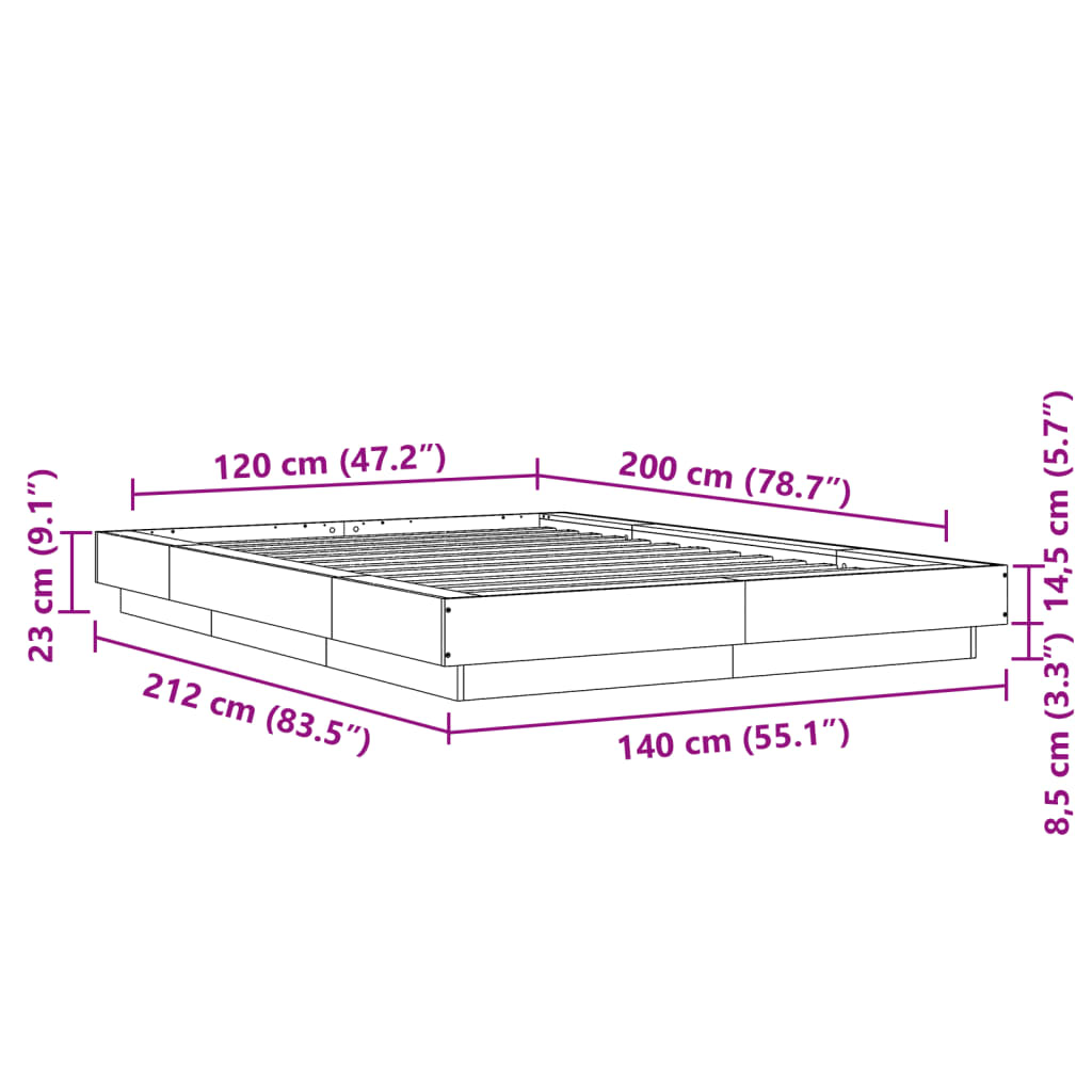 Bed Frame without Mattress Sonoma Oak 120x200 cm