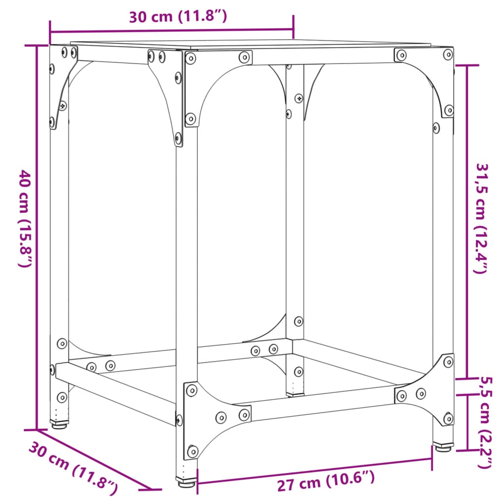 Coffee Tables with Transparent Glass Top 2 pcs 30x30x40 cm Steel
