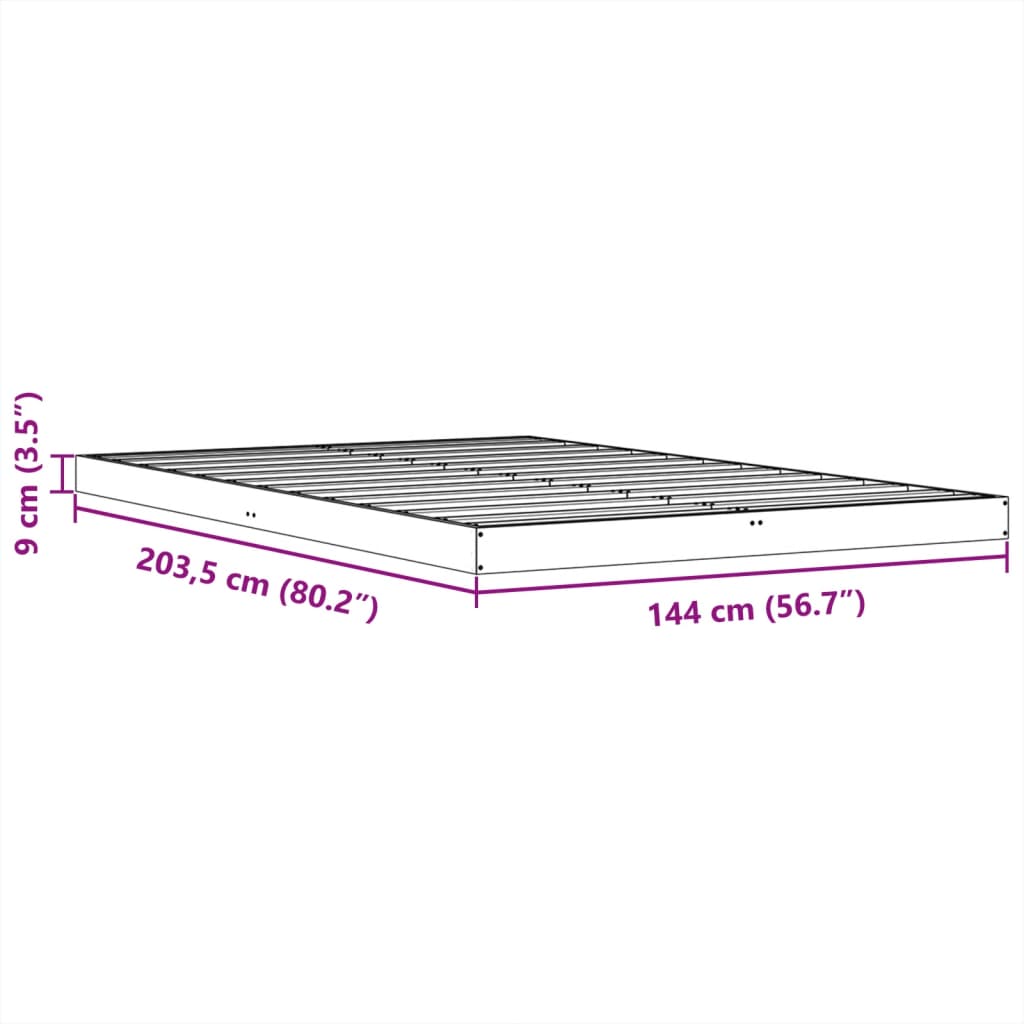 Bed Frame without Mattress Wax Brown 140x200 cm Solid Wood Pine