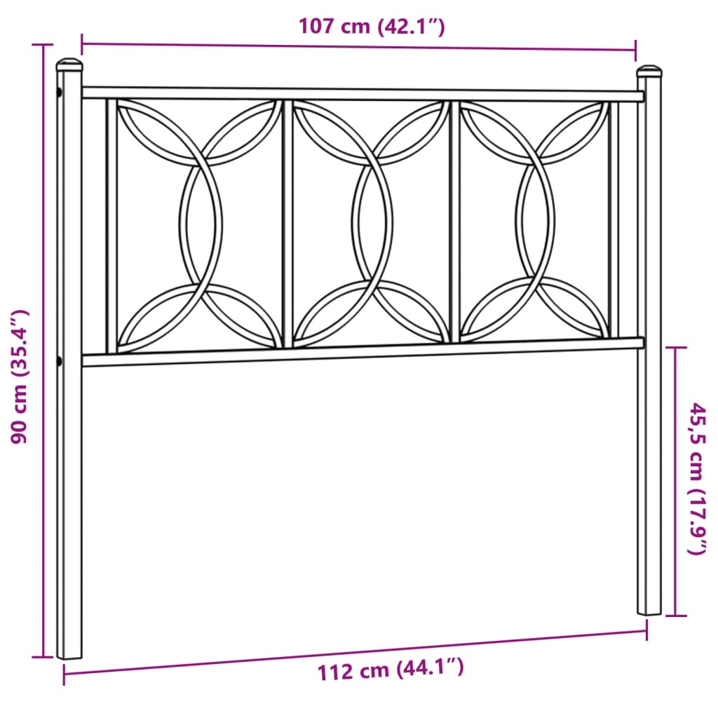 Metal Headboard Black 107 cm