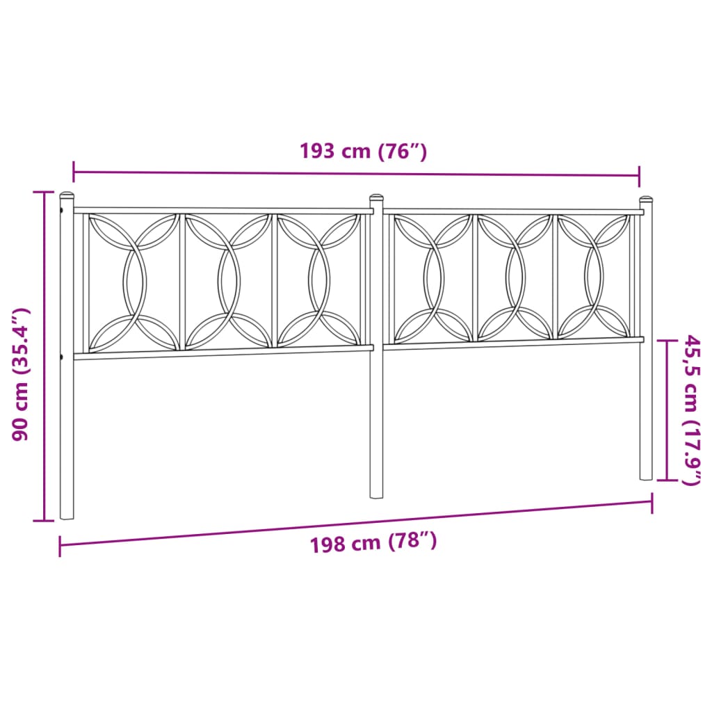 Metal Headboard White 193 cm