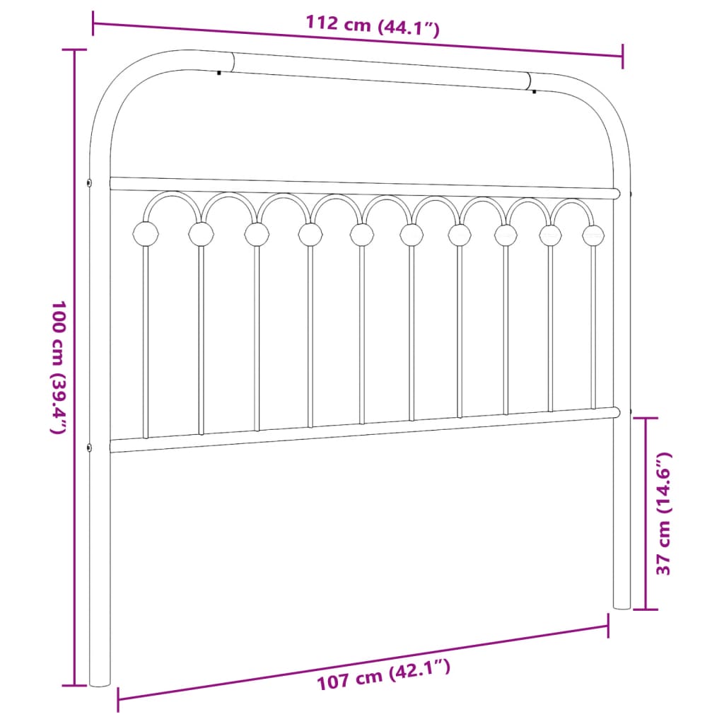 Metal Headboard Black 107 cm