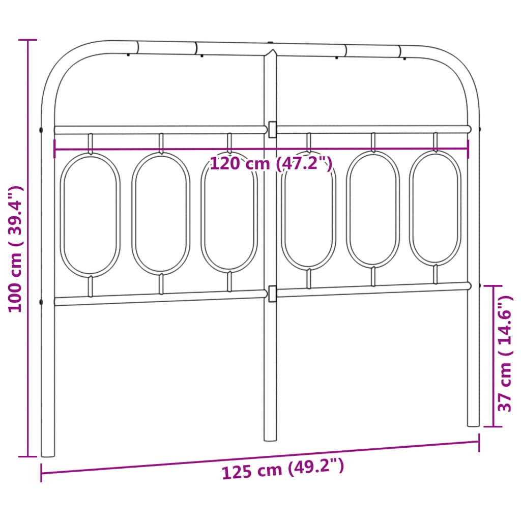 Metal Headboard White 120 cm