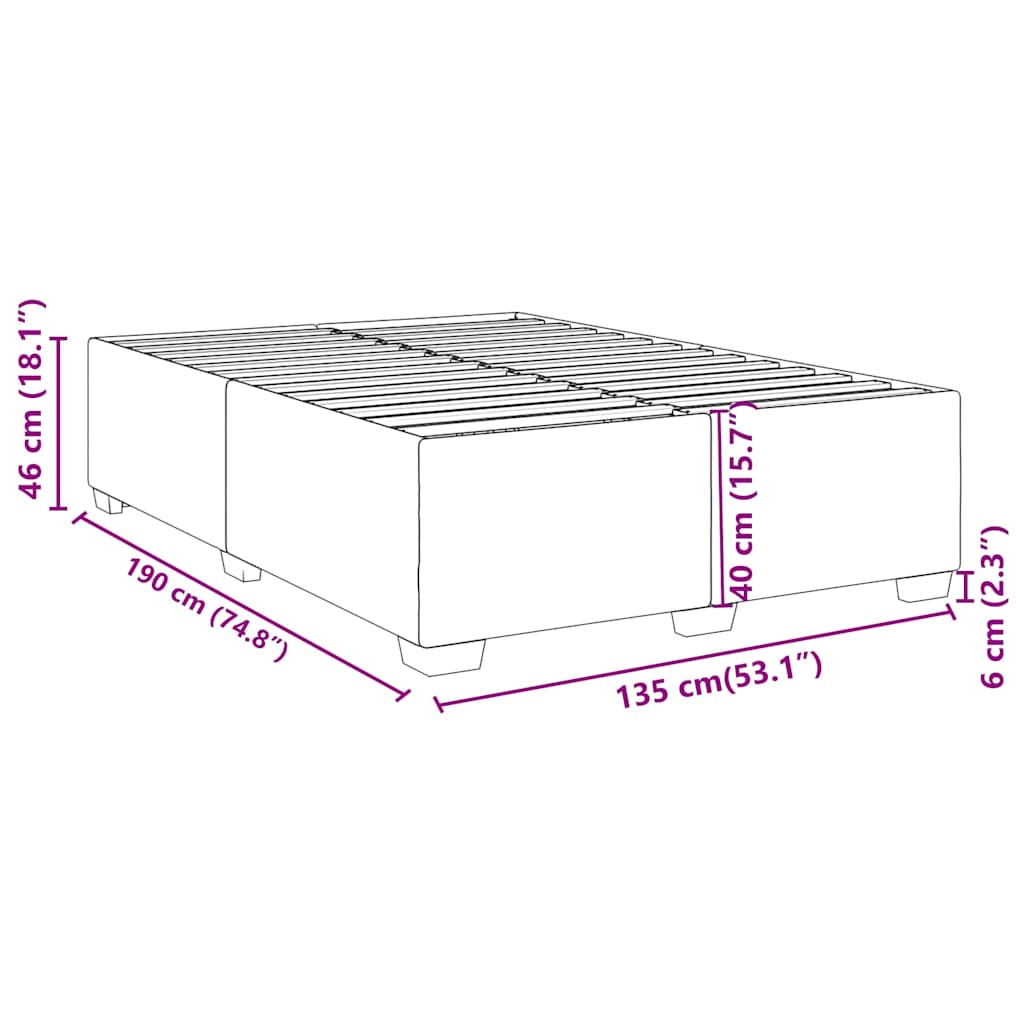 Bed Frame without Mattress Black Double Fabric