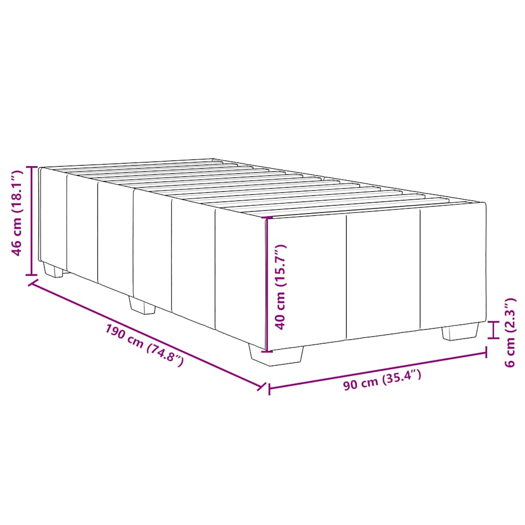 Bed Frame without Mattress Dark Grey Single Fabric