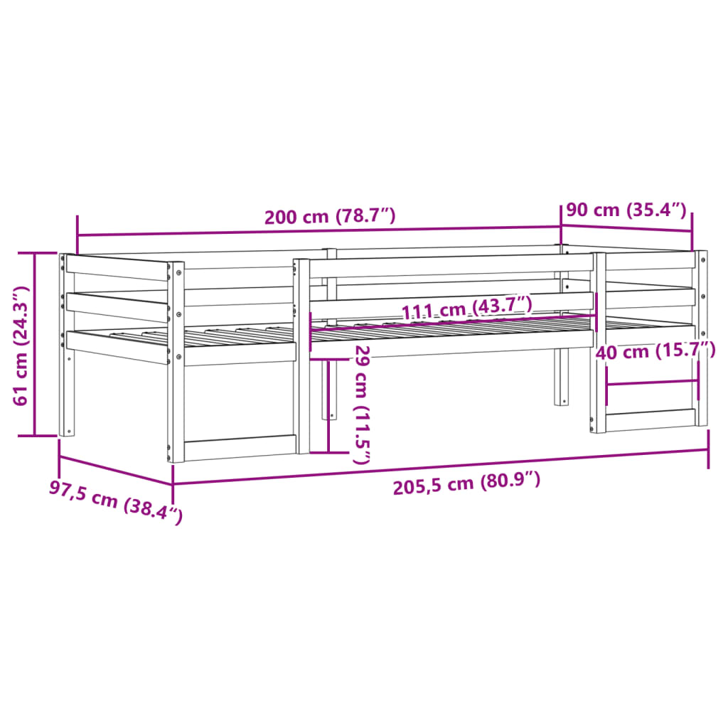 Kids' Bed Frame without Mattress Wax Brown 90x200 cm
