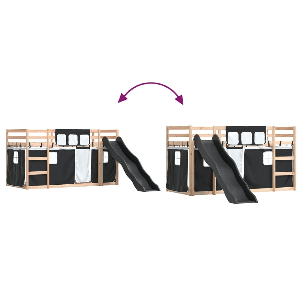 Bunk Bed without Mattress with Slide White and Black 90x200 cm