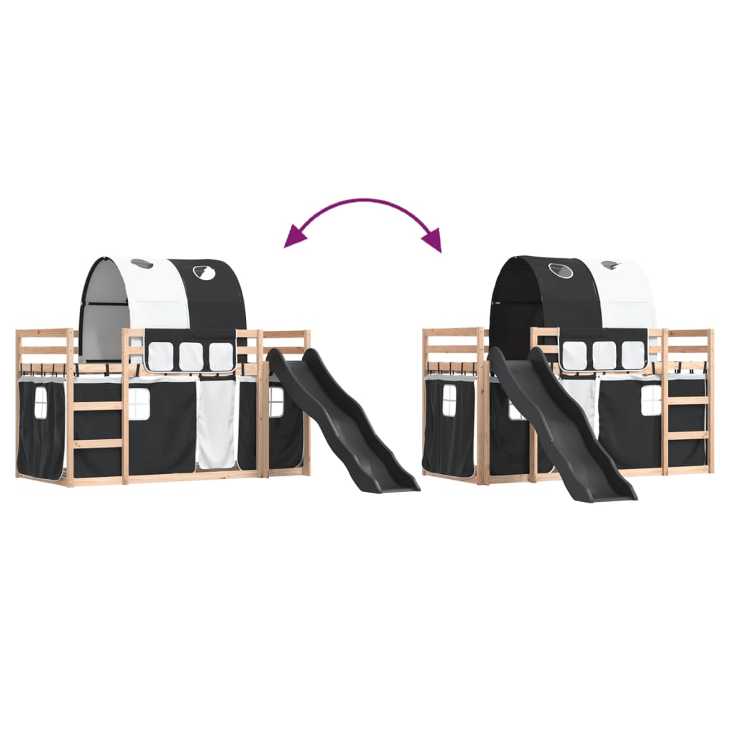 Bunk Bed without Mattress with Slide White and Black 80x200 cm