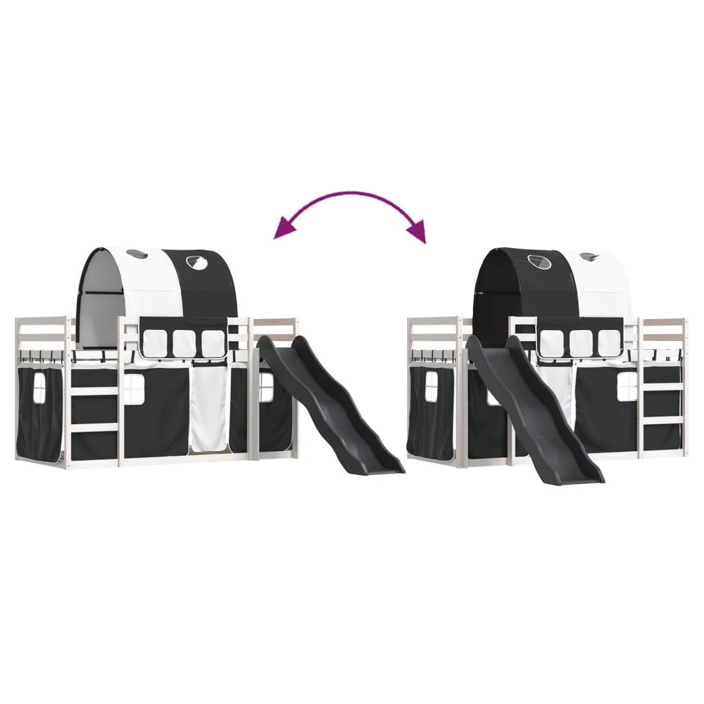Bunk Bed without Mattress with Slide White and Black 80x200 cm