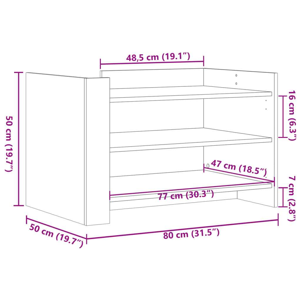 Coffee Table Sonoma Oak 80x50x50 cm Engineered Wood