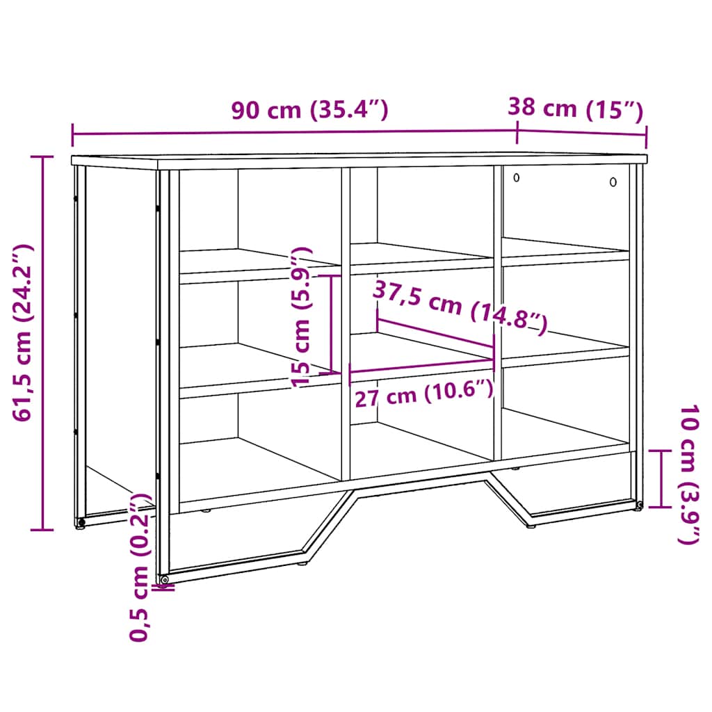 Shoe Cabinet Smoked Oak 90x38x61.5 cm Engineered Wood