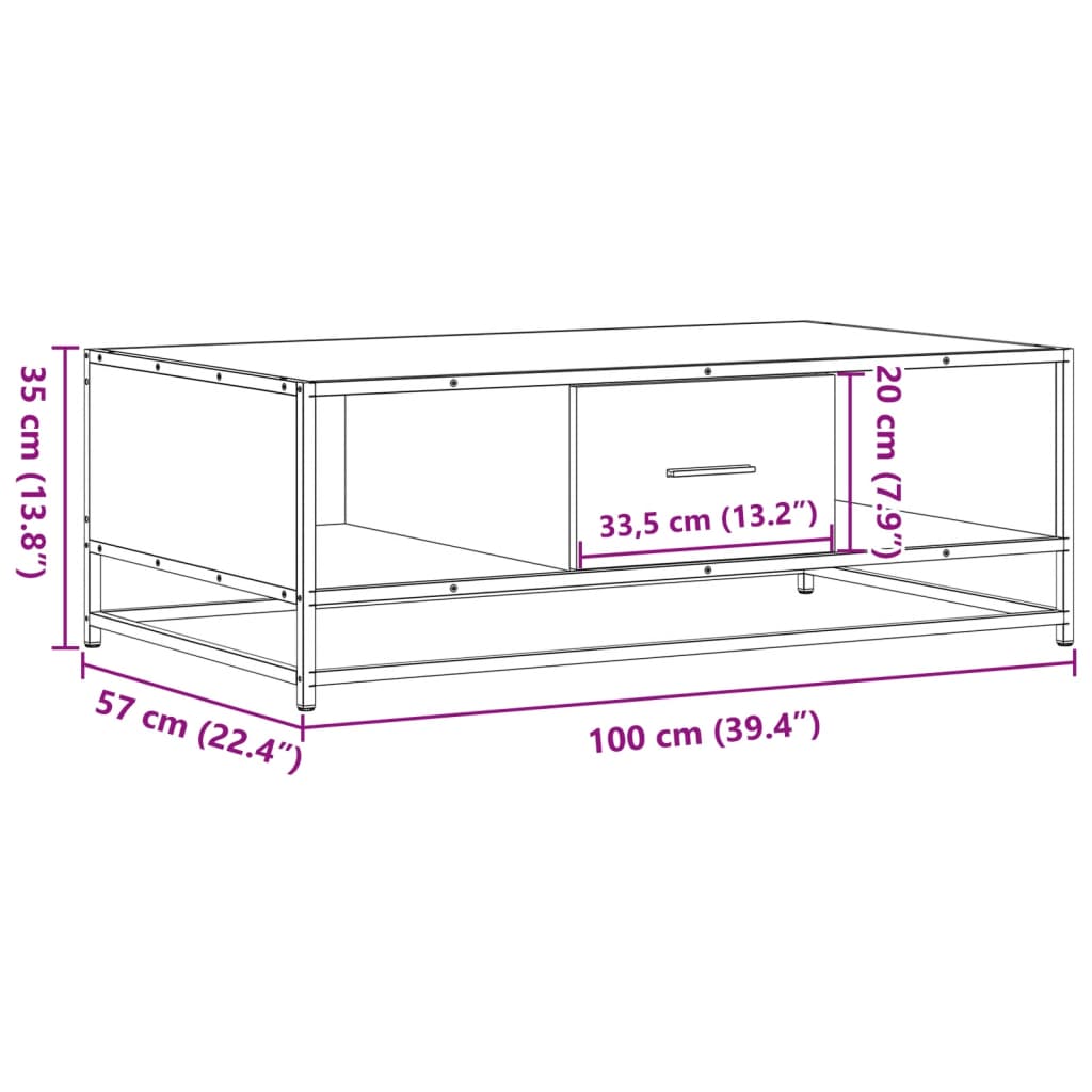 Industrial Wooden Living Room Square Coffee Table With Storage Drawer & Open Shelves