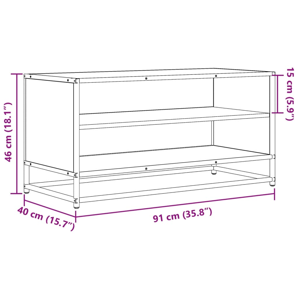 TV Cabinet Black 91x40x46 cm Engineered Wood and Metal