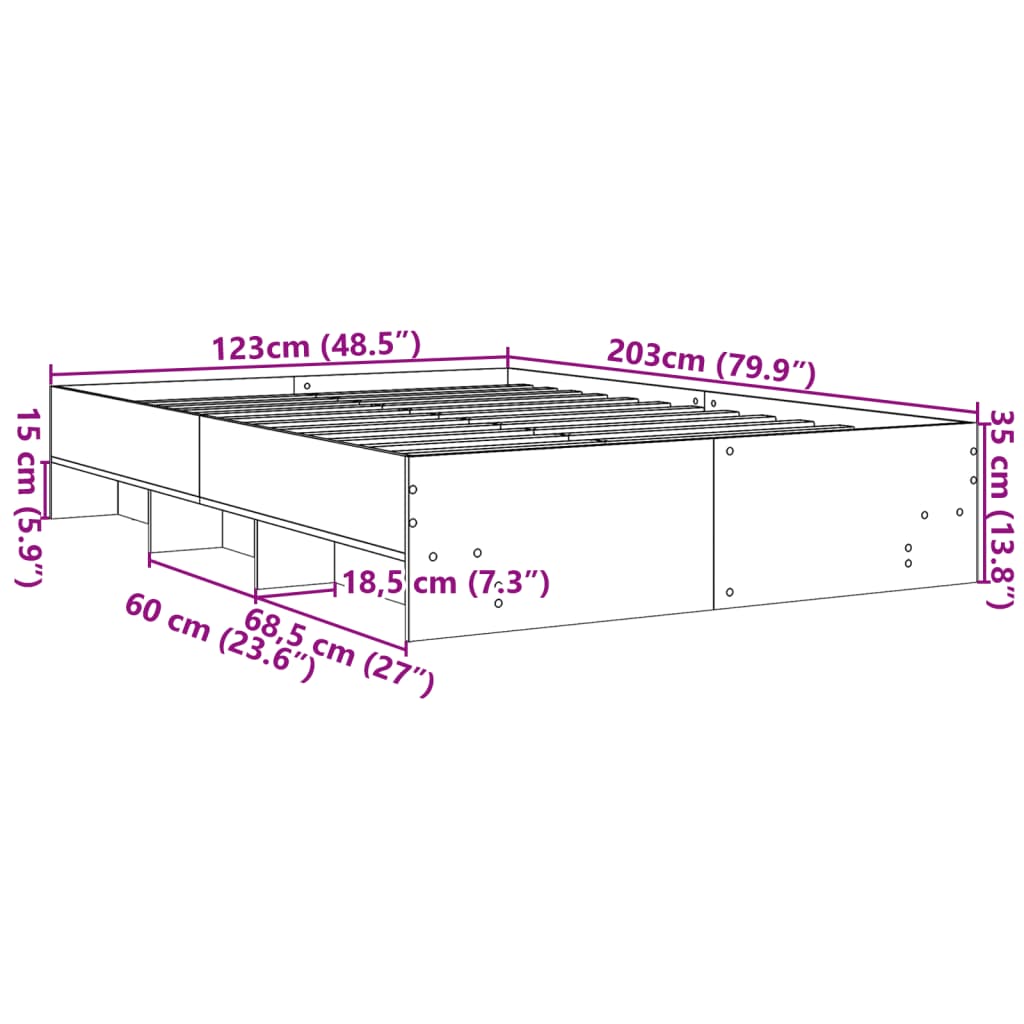 Bed Frame without Mattress Black 120x200 cm Engineered Wood