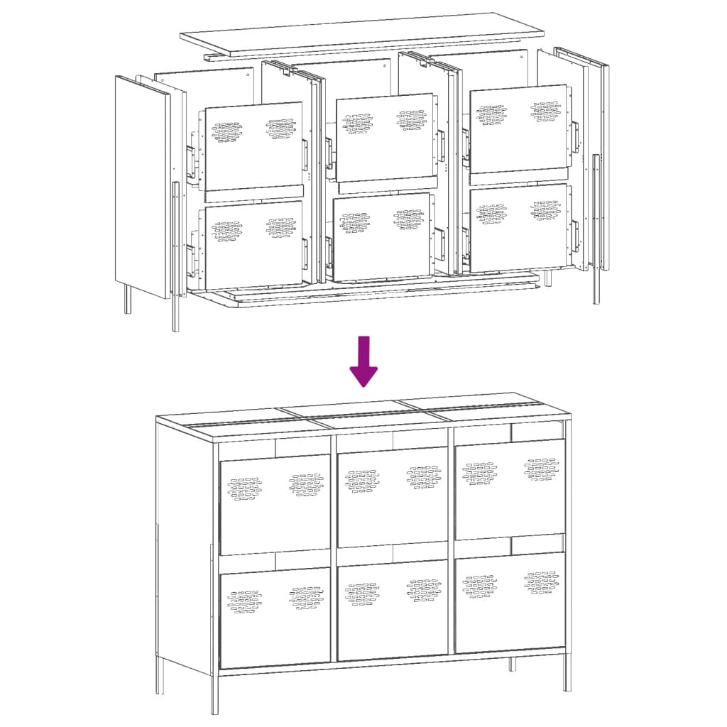 Sideboard Anthracite 101.5x39x73.5 cm Cold-rolled Steel