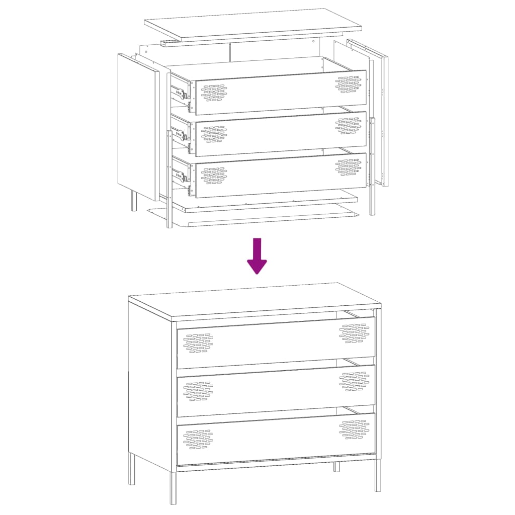Sideboard Black 68x39x58.5 cm Cold-rolled Steel