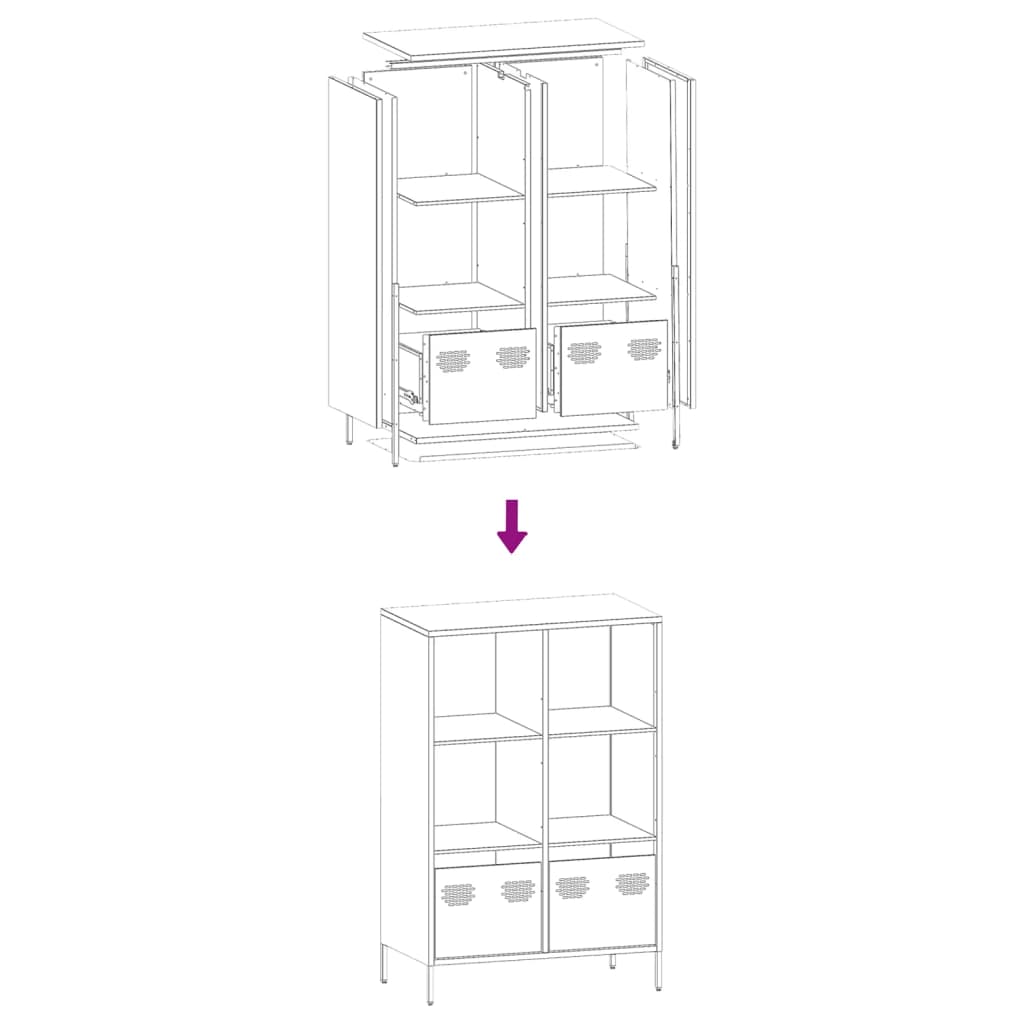 Highboard Black 68x39x103.5 cm Steel