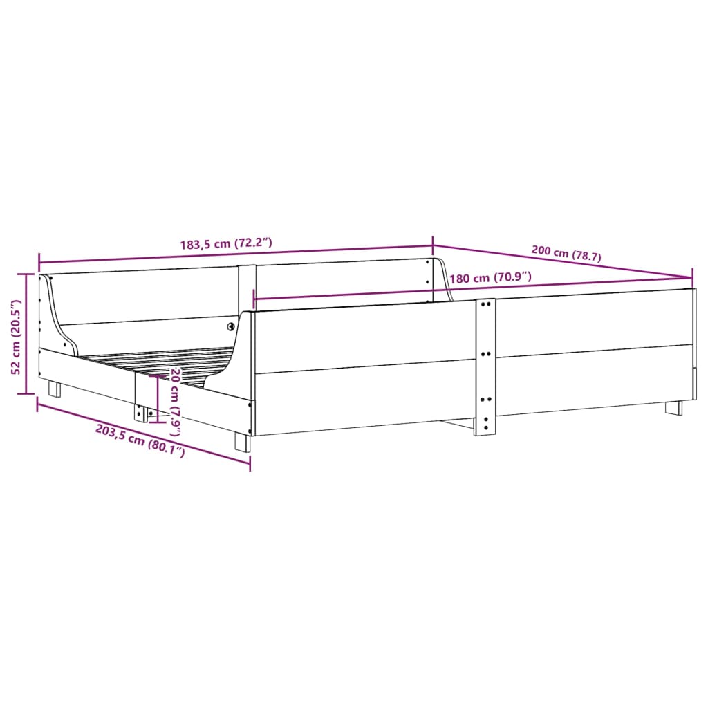 Bed Frame without Mattress 180x200 cm Super King Solid Wood Pine