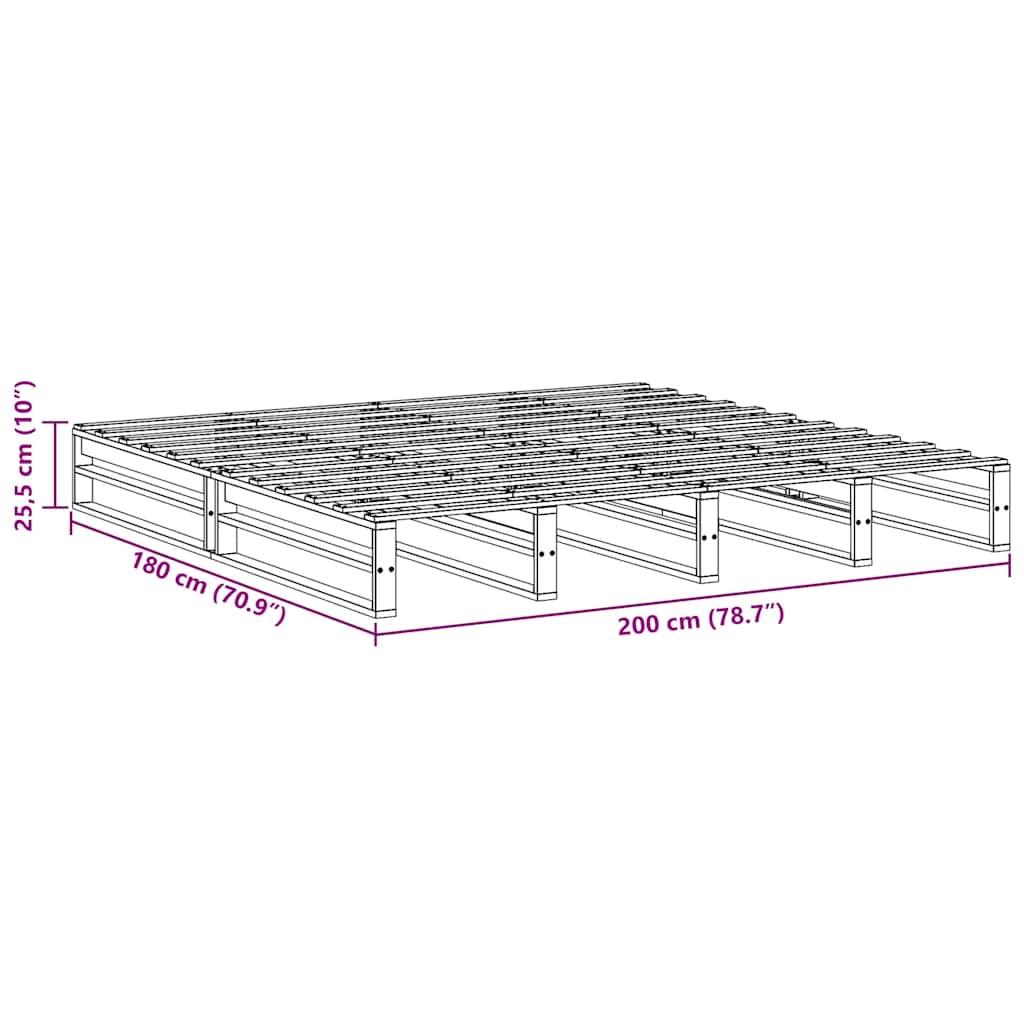 Bed Frame without Mattress 180x200 cm Super King Solid Wood Pine