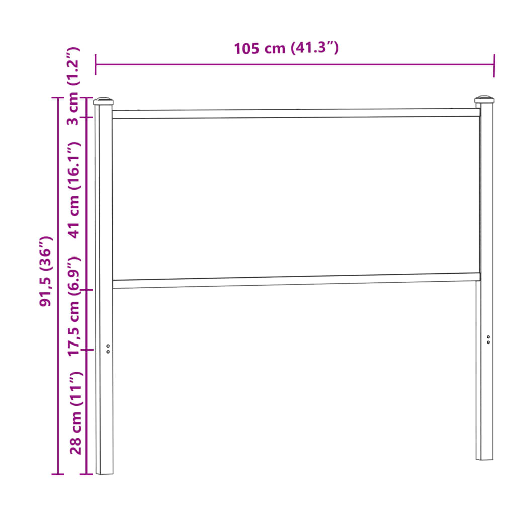 Headboard Brown Oak 100 cm Engineered Wood and Steel
