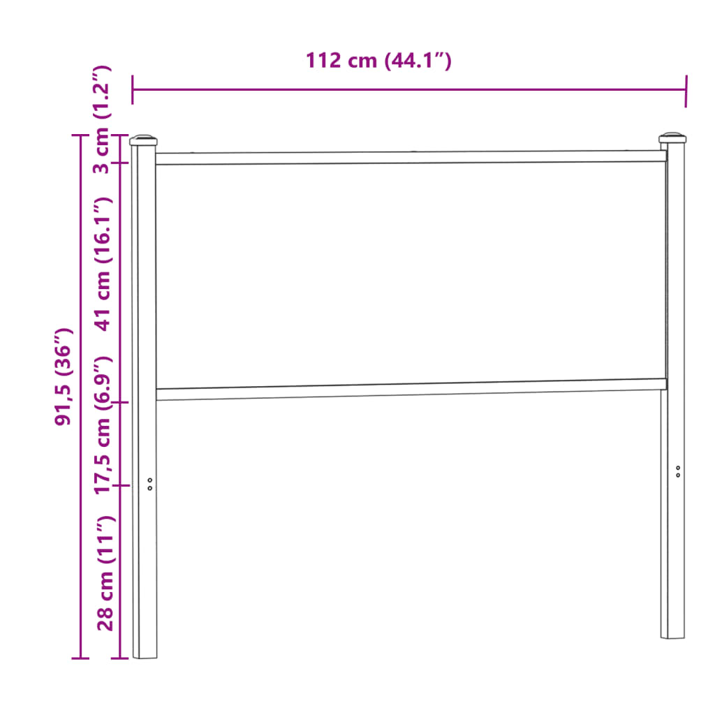 Headboard Brown Oak 107 cm Engineered Wood and Steel
