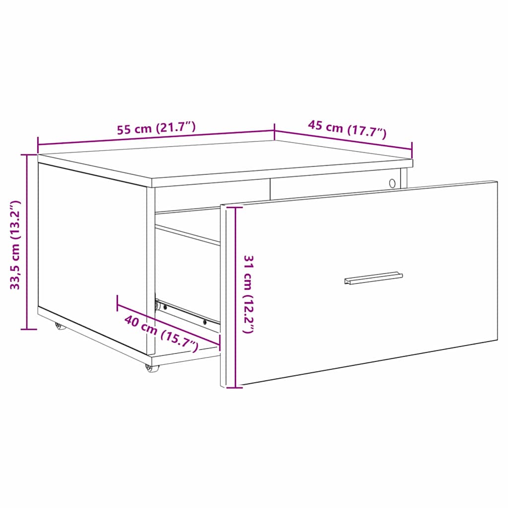 Drawer Cabinet White 55 x 45 x 33.5 cm Engineered wood