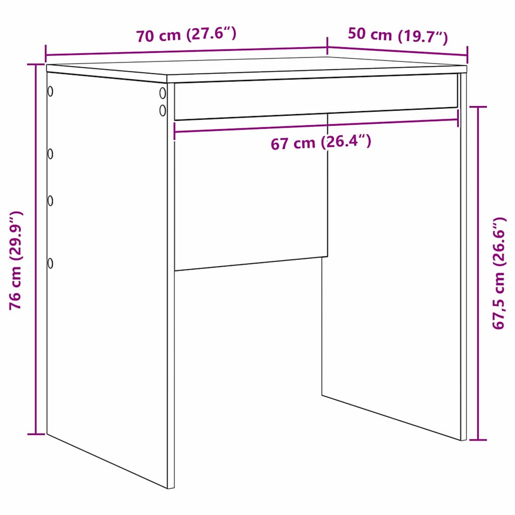 Desk White 70 x 50 x 76 cm Engineered wood
