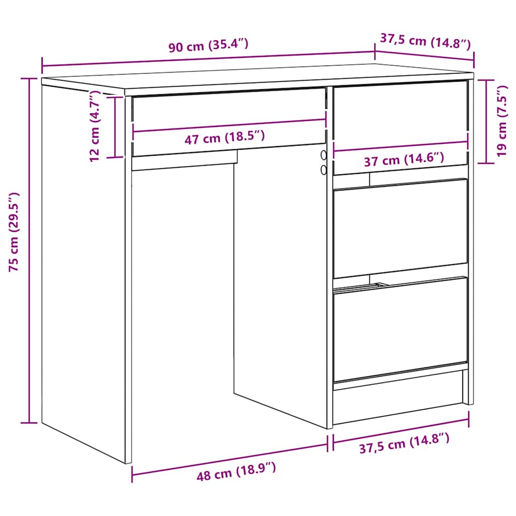 Modern Wooden Home Office Writing Computer Desk Table With 4 Storage Drawers
