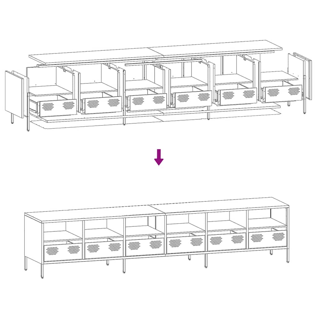 TV Cabinet Pink 202x39x43.5 cm Cold-rolled Steel