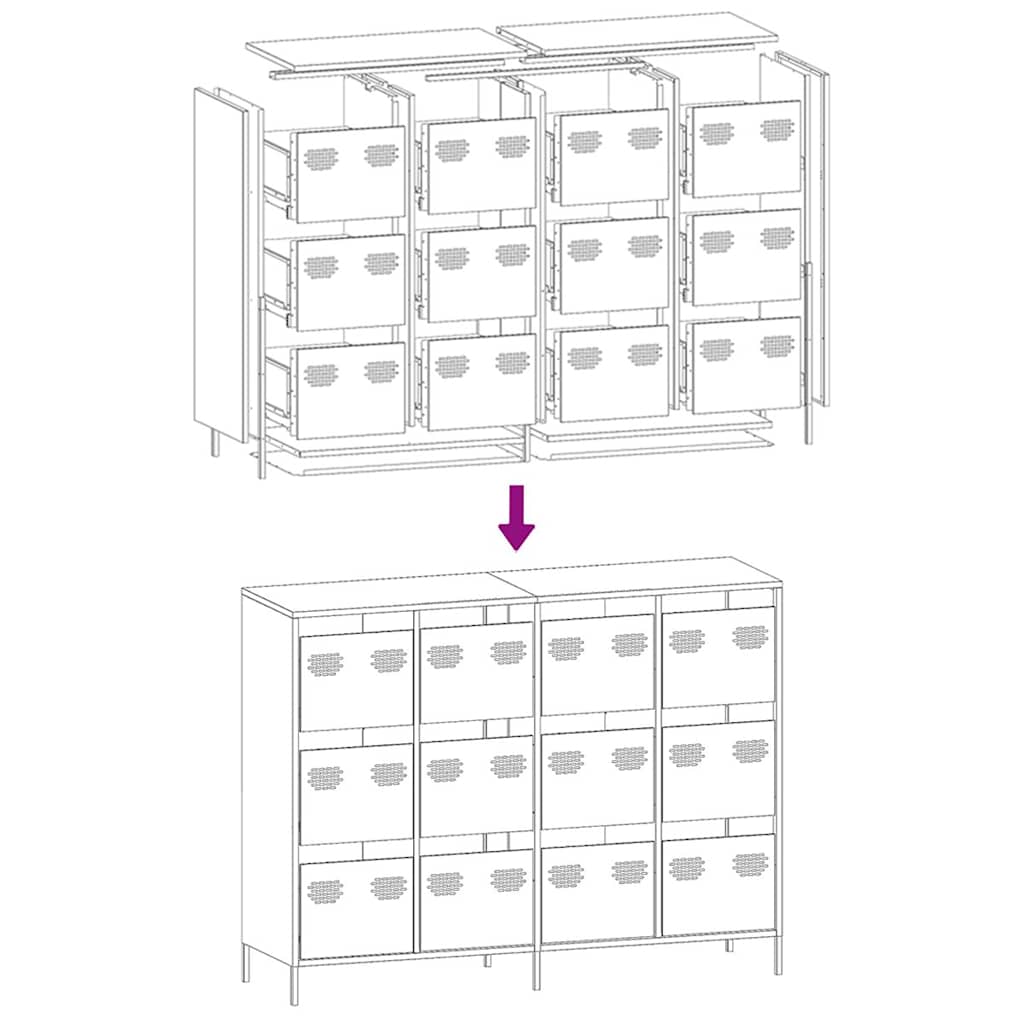 Sideboard Pink 135x39x103.5 cm Cold-rolled Steel