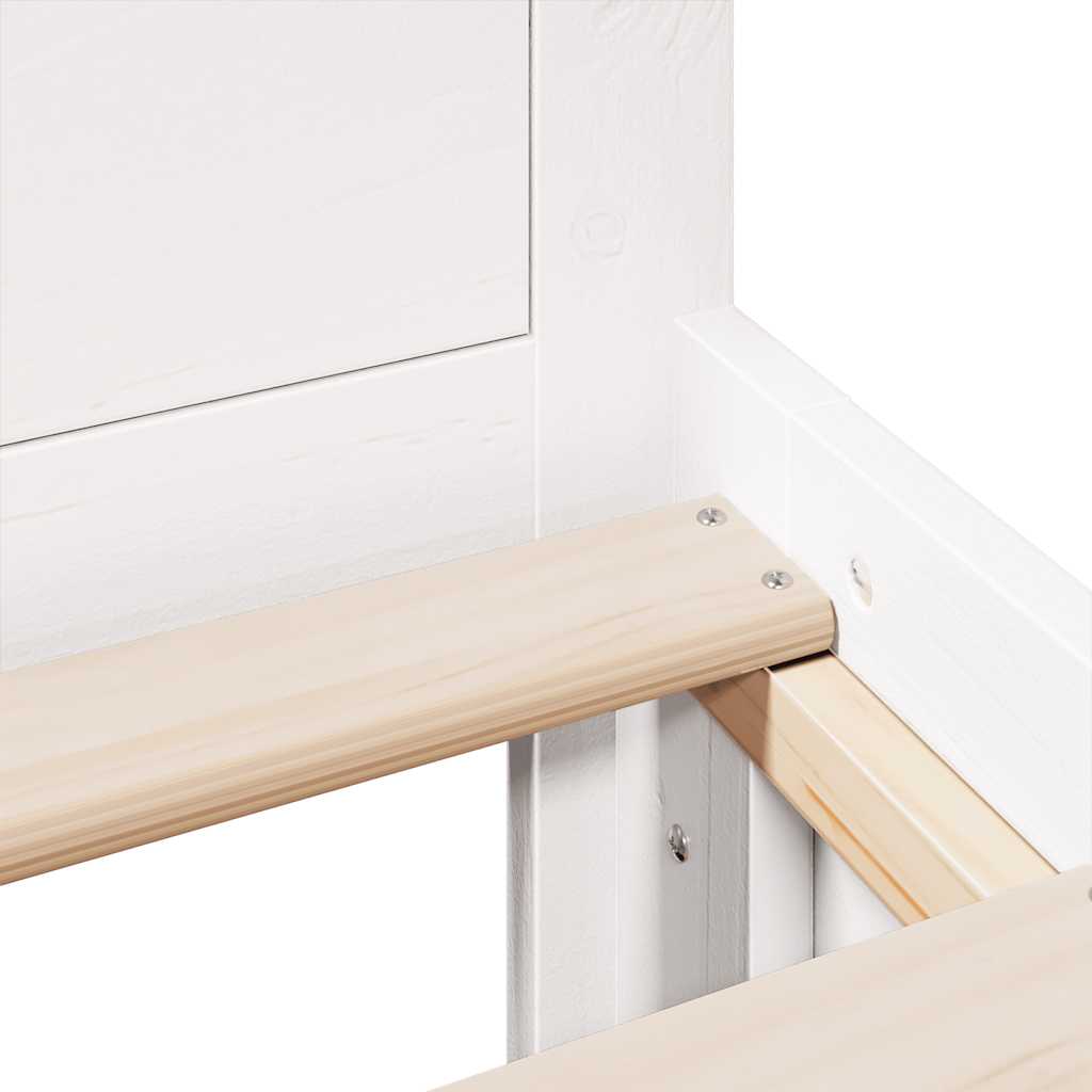 Rustic Wooden Double Size 135cm Bed Frame Base With Drawers & Headboard