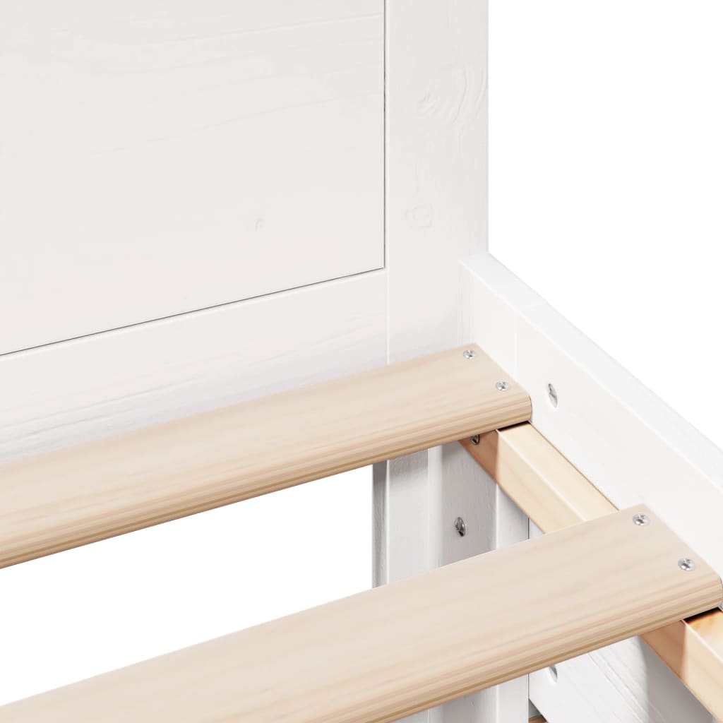 Bed Frame without Mattress with Headboard White 75x190 cm Small Single Solid Wood Pine