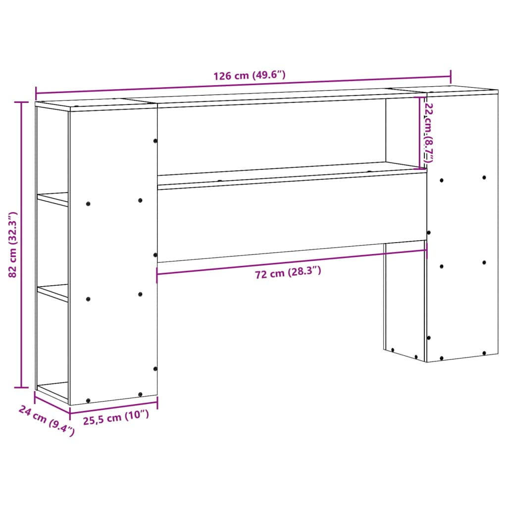 Headboard with Storage 120 cm Solid Wood Pine