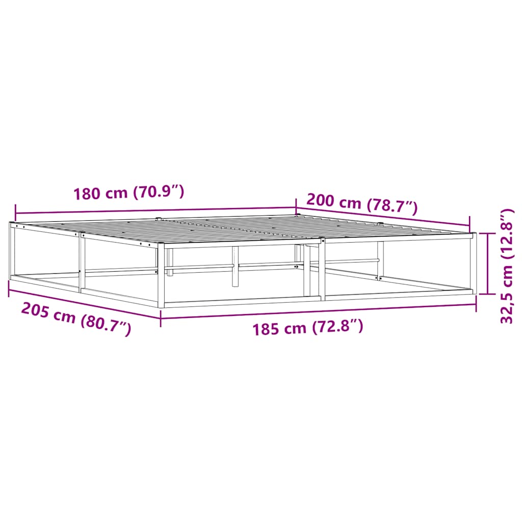 Bed Frame without Mattress White 180x200 cm Super King Metal