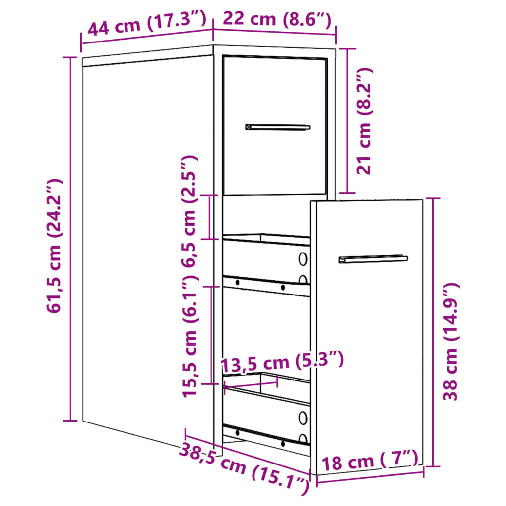 Narrow Bathroom Cupboard with Wheels Grey Sonoma Engineered Wood
